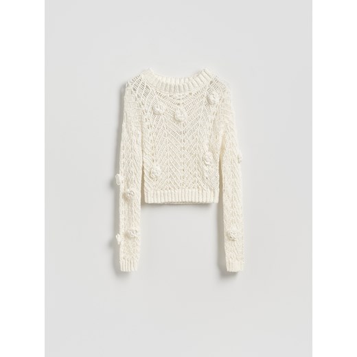 Sweter damski Reserved z okrągłym dekoltem bawełniany