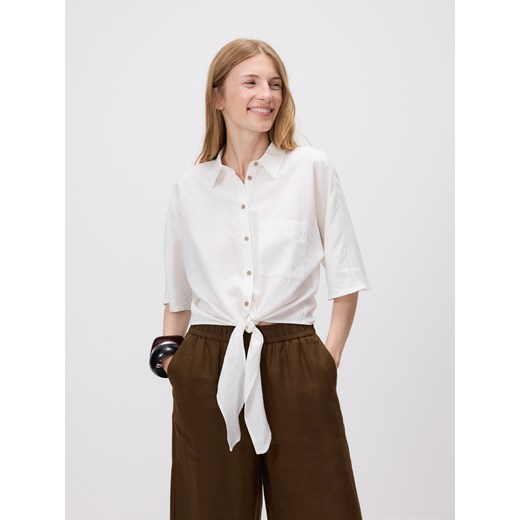 Reserved - Gładka koszula z lnem - biały Reserved M Reserved