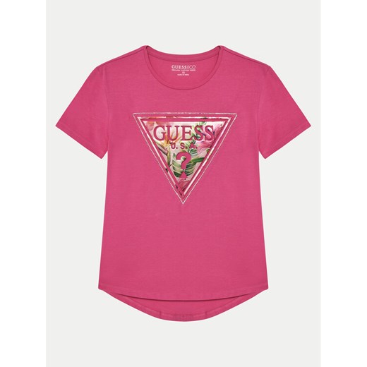 Guess T-Shirt J5GI15 K6YW4 Różowy Regular Fit ze sklepu MODIVO w kategorii Bluzki dziewczęce - zdjęcie 183582921