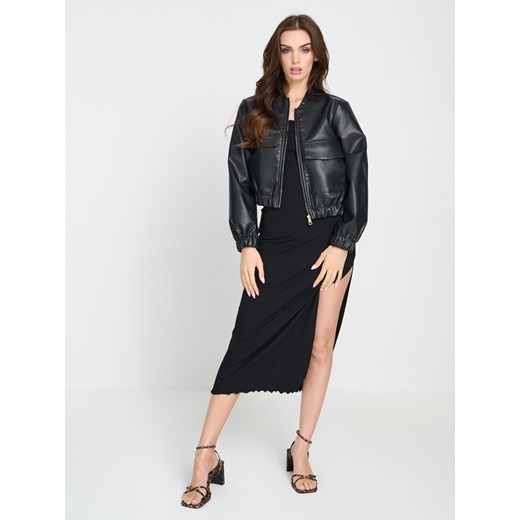 Czarna sukienka Sinsay bez rękawów z okrągłym dekoltem elegancka 