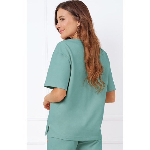 Bluzka damska z krótkim rękawem szałwiowa Caro, Kolor szałwia, Rozmiar M, Italian Fashion ze sklepu Intymna w kategorii Bluzki damskie - zdjęcie 183592370