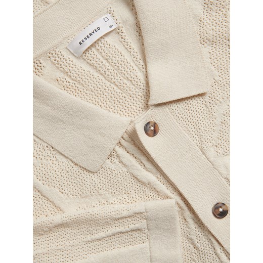Reserved - Ażurowy sweter z krótkim rękawem - beżowy Reserved L/XL Reserved