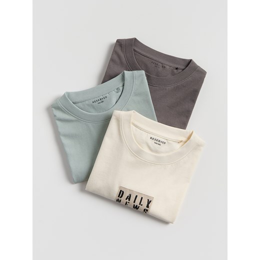 Reserved - Bawełniany t-shirt 3 pack - jasnoniebieski ze sklepu Reserved w kategorii T-shirty chłopięce - zdjęcie 183595300
