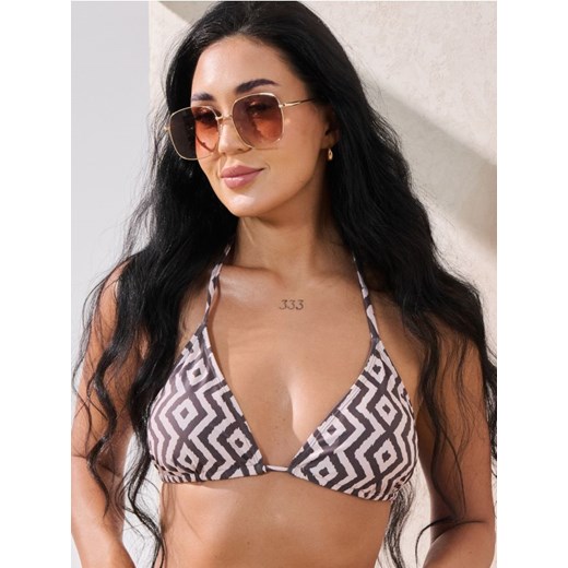 Sinsay - Wzorzysta góra od bikini - brązowy ze sklepu Sinsay w kategorii Stroje kąpielowe - zdjęcie 183595642