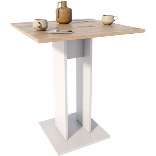 Stolik kwadratowy barowy dąb artisan + biały P7-K85 ze sklepu Edinos.pl w kategorii Stoły - zdjęcie 183596624