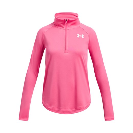 Dziewczęca bluza treningowa nierozpinana bez kaptura Under Armour Tech Graphic 1/2 Zip - różowa ze sklepu Sportstylestory.com w kategorii Bluzy dziewczęce - zdjęcie 183596820