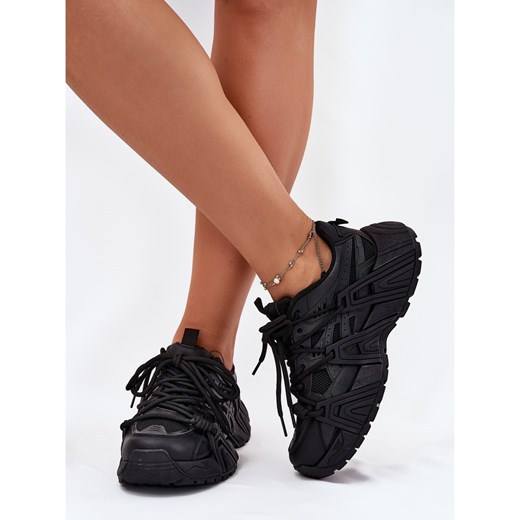 Buty sportowe damskie sneakersy na płaskiej podeszwie wiązane 