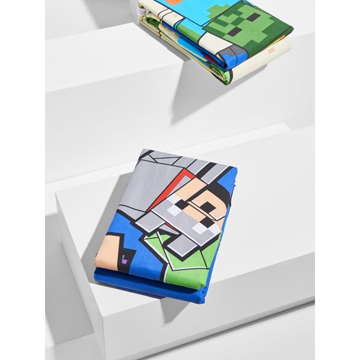 Sinsay - Dwustronny komplet pościeli Minecraft - niebieski Sinsay One Size Sinsay