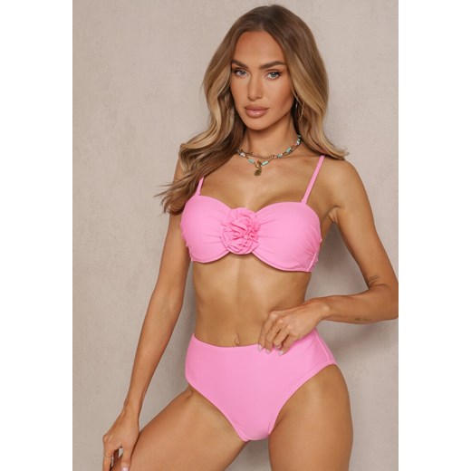 Jasnoróżowe Bikini Majtki Figi Biustonosz Ozdobione Kwiatem 3D Tenionea ze sklepu renee.pl w kategorii Stroje kąpielowe - zdjęcie 183599371