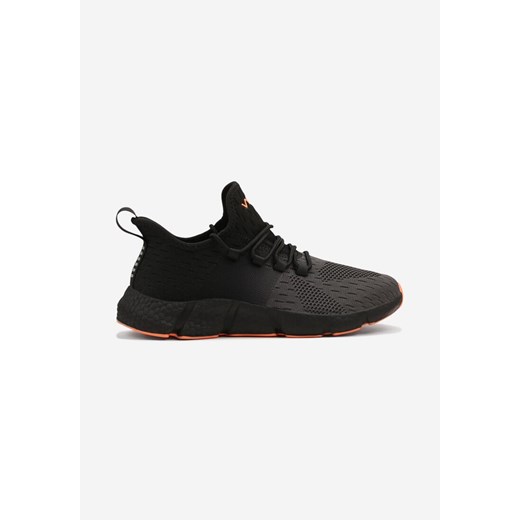 Czarno-Pomarańczowe Wsuwane Buty Sportowe Sneakersy z Siateczki na Tłoczonej Podeszwie Salafina ze sklepu born2be.pl w kategorii Buty sportowe męskie - zdjęcie 183599510