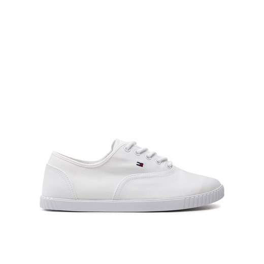 Tommy Hilfiger Tenisówki Canvas Lace Up Sneaker FW0FW07805 Biały ze sklepu MODIVO w kategorii Trampki damskie - zdjęcie 183602234