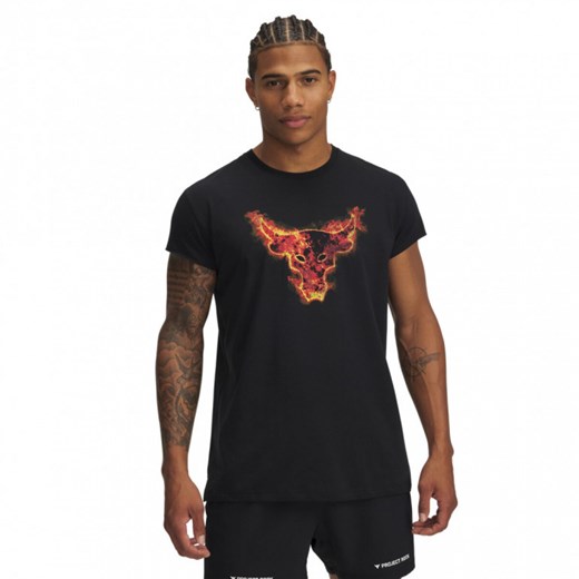 Męska koszulka treningowa Under Armour Project Rock Cap Sleeve T - czarna ze sklepu Sportstylestory.com w kategorii T-shirty męskie - zdjęcie 183602740