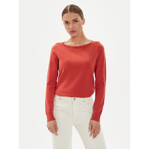 Tommy Hilfiger Sweter WW0WW40099 Czerwony Regular Fit ze sklepu MODIVO w kategorii Swetry damskie - zdjęcie 183603001