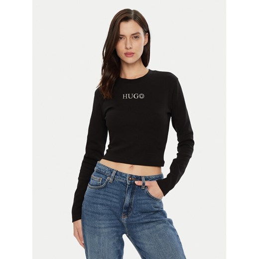 HUGO Bluzka Della 50537288 Czarny Slim Fit ze sklepu MODIVO w kategorii Bluzki damskie - zdjęcie 183604552