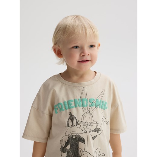 Reserved - Bawełniany t-shirt Looney Tunes - jasnoszary ze sklepu Reserved w kategorii T-shirty chłopięce - zdjęcie 183608402