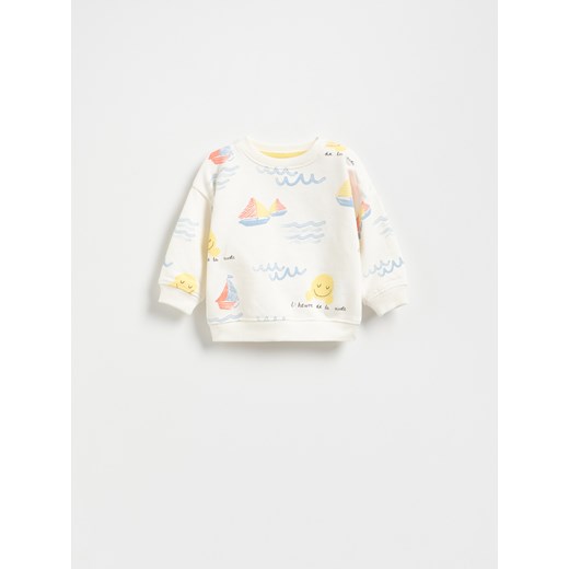 Reserved - Bawełniana bluza z nadrukiem - kremowy ze sklepu Reserved w kategorii Odzież dla niemowląt - zdjęcie 183608514