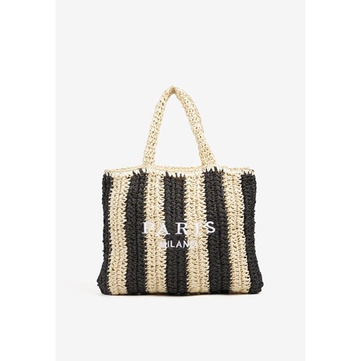 Czarna Torebka Shopper Plażowa z Napisem Navirael ze sklepu born2be.pl w kategorii Torby letnie - zdjęcie 183609140
