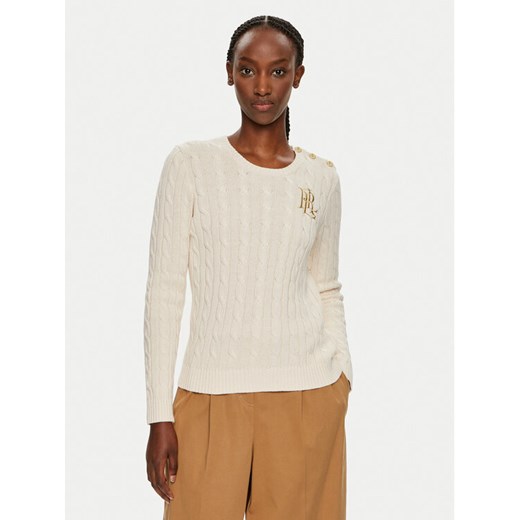 Lauren Ralph Lauren Sweter 200932223002 Écru Slim Fit ze sklepu MODIVO w kategorii Swetry damskie - zdjęcie 183612500