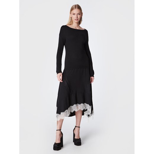 TWINSET Sukienka dzianinowa 222TT3283 Czarny Regular Fit ze sklepu MODIVO w kategorii Sukienki - zdjęcie 183612581