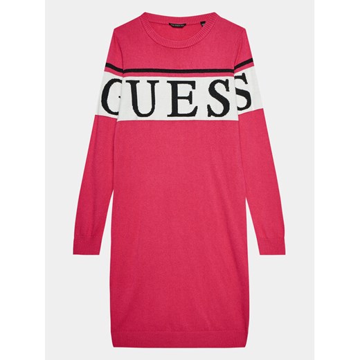 Guess Sukienka dzianinowa J3BK16 Z38B0 Różowy Regular Fit ze sklepu MODIVO w kategorii Sukienki dziewczęce - zdjęcie 183612844