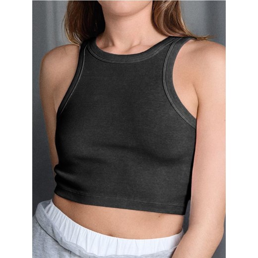 Sinsay - Crop top - szary ze sklepu Sinsay w kategorii Bluzki damskie - zdjęcie 183618043