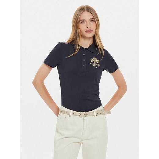 Tommy Hilfiger Polo WW0WW43609 Granatowy Slim Fit ze sklepu MODIVO w kategorii Bluzki damskie - zdjęcie 183620291