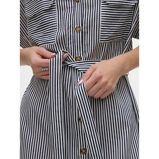 Sukienka Vero Moda w abstrakcyjne wzory szara z długim rękawem casual koszulowa midi 