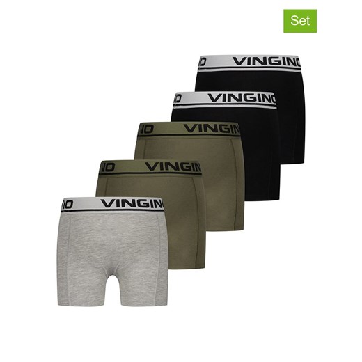 Vingino Bokserki (5 par) w kolorze czarnym, oliwkowym i szarym ze sklepu Limango Polska w kategorii Majtki dziecięce - zdjęcie 183625994