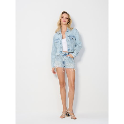 Sinsay - Jeansowa katana oversize z ozdobnymi kryształkami - niebieski Sinsay XXL Sinsay