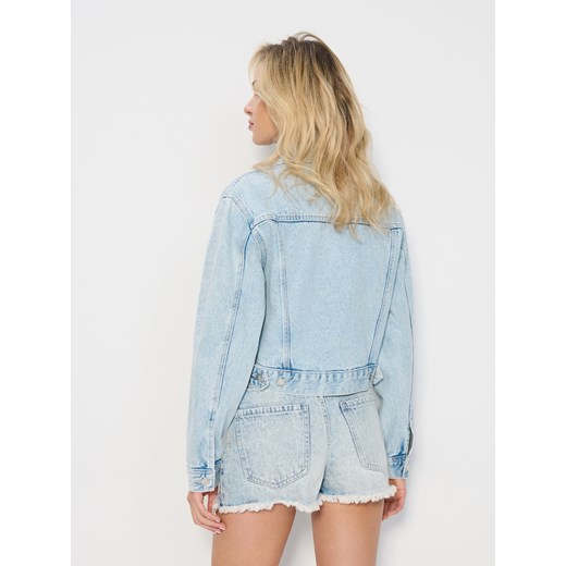 Sinsay - Jeansowa katana oversize z ozdobnymi kryształkami - niebieski Sinsay S Sinsay