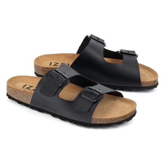 Buty męskie klapki regulowane izzi alex czarna skóra lico ze sklepu butyolivier w kategorii Klapki męskie - zdjęcie 183628404
