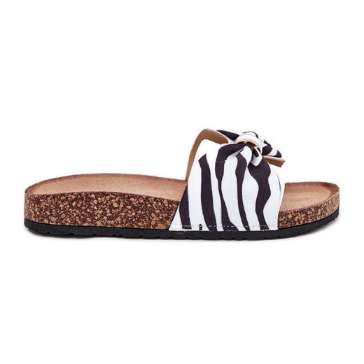 Inna Klapki Damskie Na Korkowej Platformie Zebra białe ze sklepu ButyModne.pl w kategorii Klapki damskie - zdjęcie 183628484