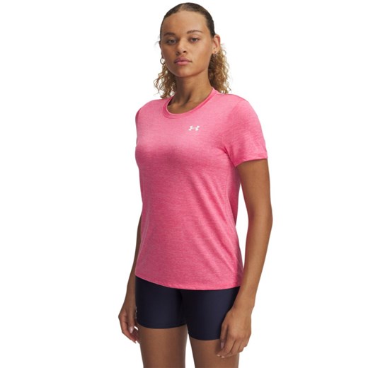 Damska koszulka treningowa Under Armour Tech SSC- Twist - różowa ze sklepu Sportstylestory.com w kategorii Bluzki damskie - zdjęcie 183628880