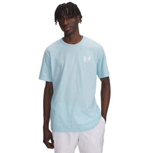 Męski t-shirt z nadrukiem Under Armour UA M Sportstyle LC SS - niebieski ze sklepu Sportstylestory.com w kategorii T-shirty męskie - zdjęcie 183628910