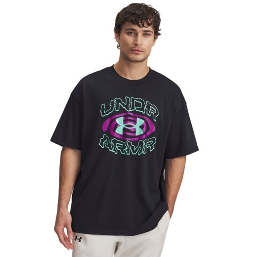 Męski t-shirt z nadrukiem UA M HWT Hoops Hoopnotic SS - czarny ze sklepu Sportstylestory.com w kategorii T-shirty męskie - zdjęcie 183628953