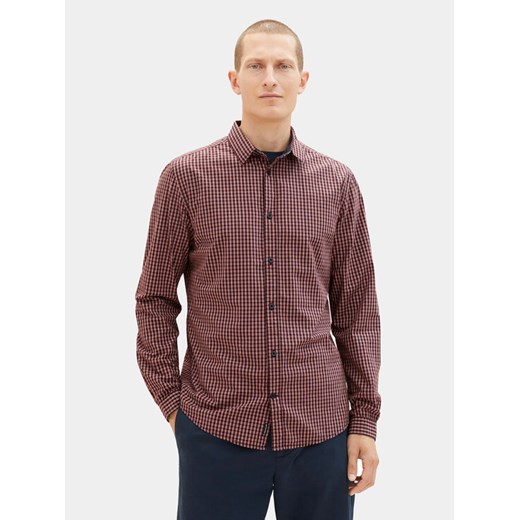 Tom Tailor Koszula 1037436 Bordowy Regular Fit ze sklepu MODIVO w kategorii Koszule męskie - zdjęcie 183631650