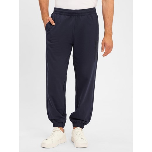 EA7 Emporio Armani Męskie spodnie do biegania Mężczyźni Bawełna granatowy jednolity ze sklepu vangraaf w kategorii Spodnie męskie - zdjęcie 183636460
