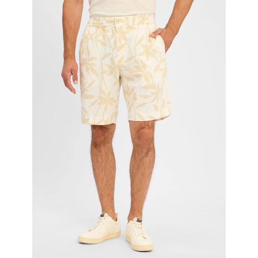 Calvin Klein Bermudy z zawartością lnu Mężczyźni len piaskowy wzorzysty ze sklepu vangraaf w kategorii Spodenki męskie - zdjęcie 183636471