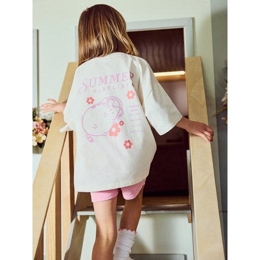 Reserved - Bawełniany t-shirt Pusheen - złamana biel ze sklepu Reserved w kategorii Bluzki dziewczęce - zdjęcie 183637252