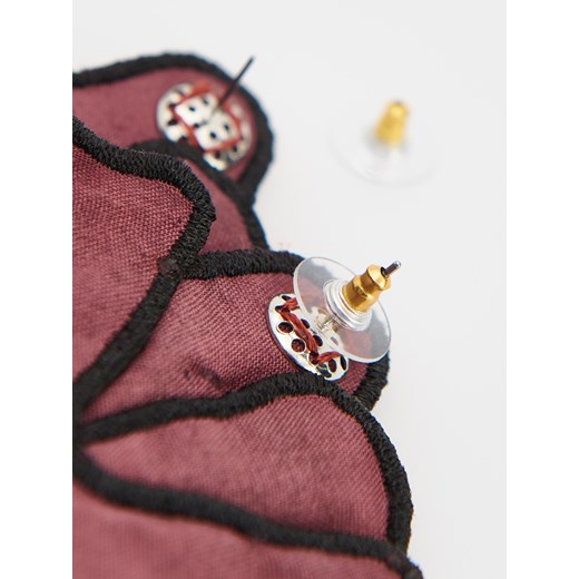 Reserved - Kolczyki z tkaninową różą - bordowy Reserved ONE SIZE Reserved