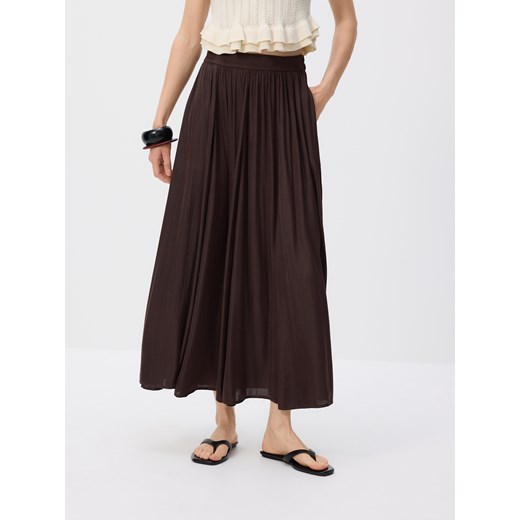 Reserved - Plisowana spódnica maxi - ciemnobrązowy ze sklepu Reserved w kategorii Spódnice - zdjęcie 183637432