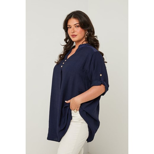 Bluzka damska Curvy Lady z dekoltem v z krótkim rękawem 