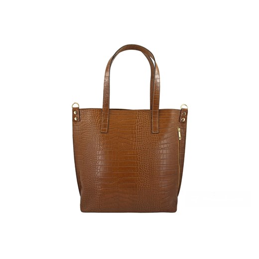 Duża torebka damska shopper - Brązowa jasna ze sklepu Barberinis w kategorii Torby Shopper bag - zdjęcie 183648554