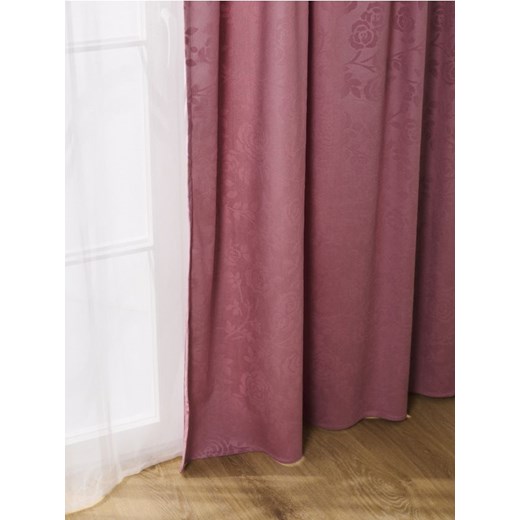 Sinsay - Welurowa zasłona na taśmie w wytłaczane róże - różowy Sinsay One Size Sinsay