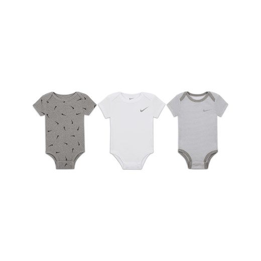 Zestaw body dla niemowląt Mix and Match Nike E1D1 (0–9 M) (3 szt.) - Szary ze sklepu Nike poland w kategorii Odzież dla niemowląt - zdjęcie 183650921