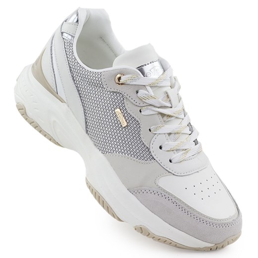 Skórzane sneakersy damskie białe eVento 8238 szare Evento 36 ButyModne.pl promocja