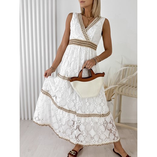 Sukienka biała w serek midi 