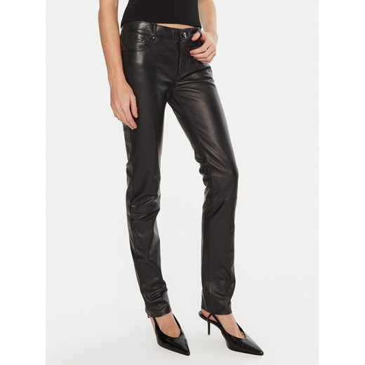 Serge Pariente Spodnie skórzane Sexy Nappa Czarny Slim Fit ze sklepu MODIVO w kategorii Spodnie damskie - zdjęcie 183660103