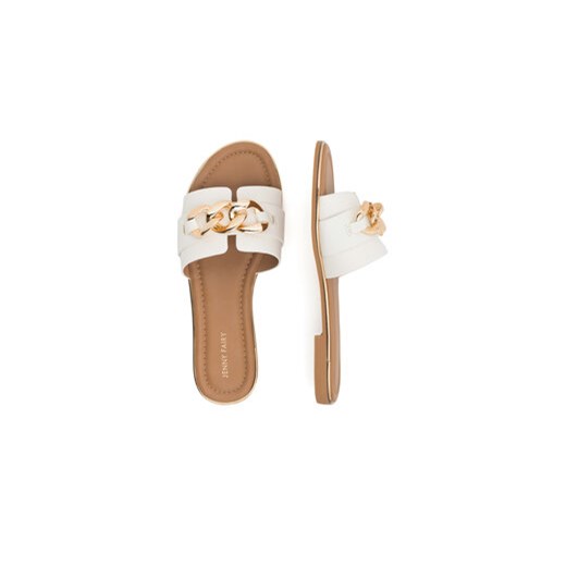 Klapki damskie bez zapięcia casual białe na płaskiej podeszwie 
