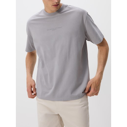 Reserved - T-shirt boxy z nadrukiem - szary ze sklepu Reserved w kategorii T-shirty męskie - zdjęcie 183662464